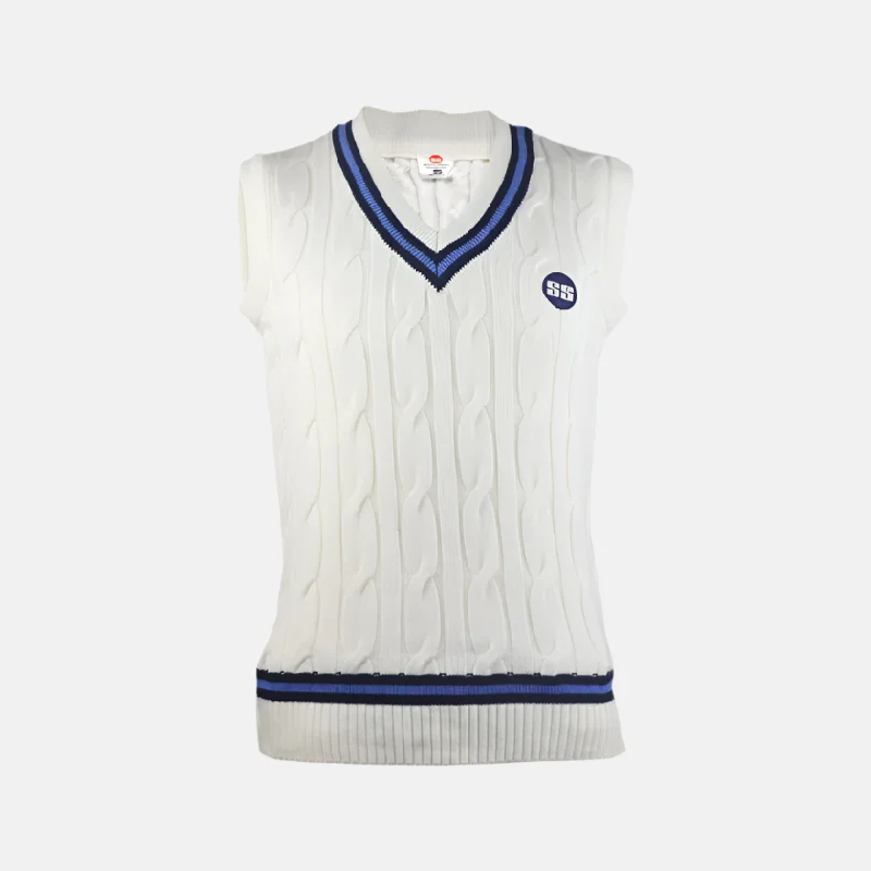 SS Supreme Men's Cricket Sweater -White/Blue