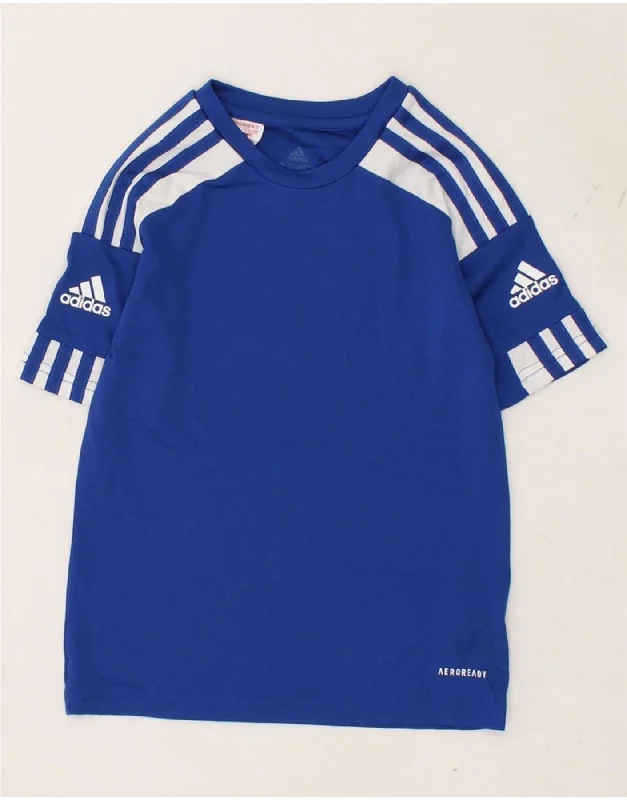 men's performance t-shirts -ADIDAS Boys Aeroready T-Shirt Top 7-8 Years XS Navy Blue Colourblock