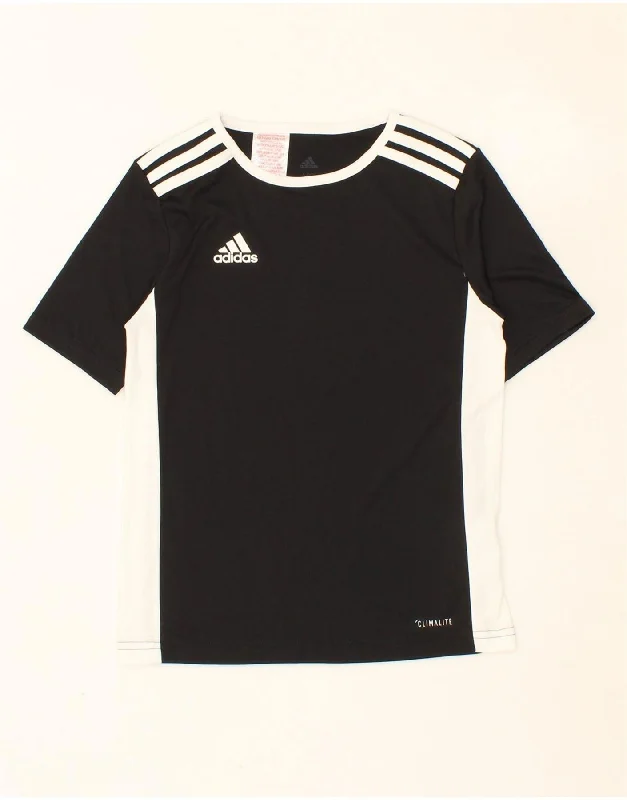 men's premium quality t-shirts -ADIDAS Boys Climalite T-Shirt Top 9-10 Years Small Black Colourblock