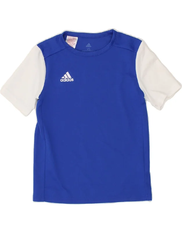 men's high-quality graphic t-shirts -ADIDAS Boys Climalite T-Shirt Top 9-10 Years Small Navy Blue Colourblock