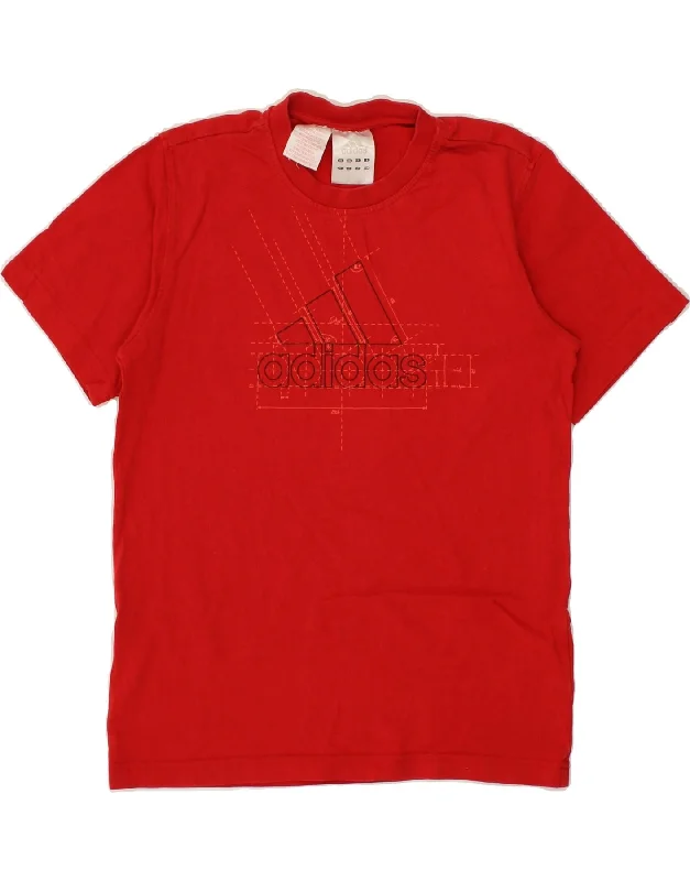 men's breathable t-shirts -ADIDAS Boys Graphic T-Shirt Top 13-14 Years Red Cotton