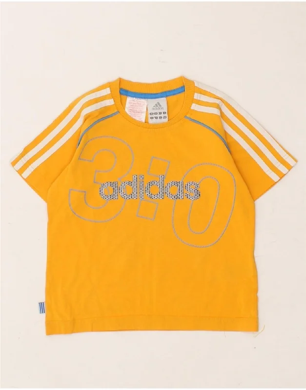 men's casual t-shirts -ADIDAS Boys Graphic T-Shirt Top 5-6 Years Yellow Cotton