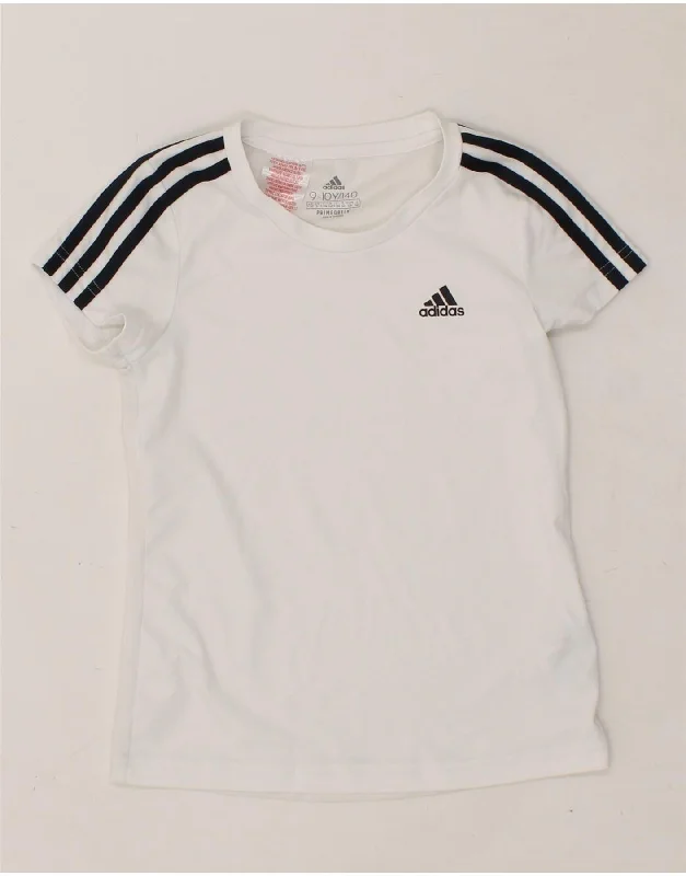 men's classic t-shirts -ADIDAS Girls Aeroready T-Shirt Top 9-10 Years  White Polyester