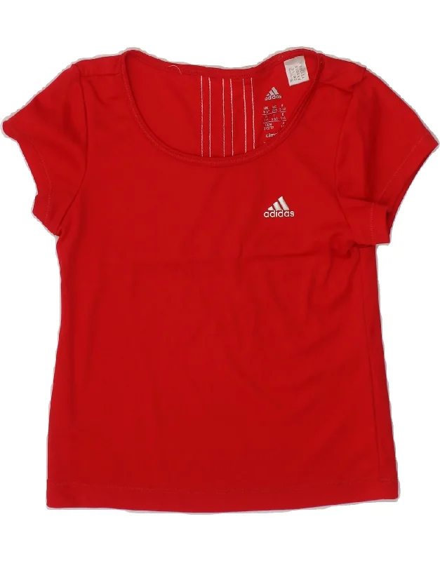 men's loose fit t-shirts -ADIDAS Girls T-Shirt Top 5-6 Years Red Polyester