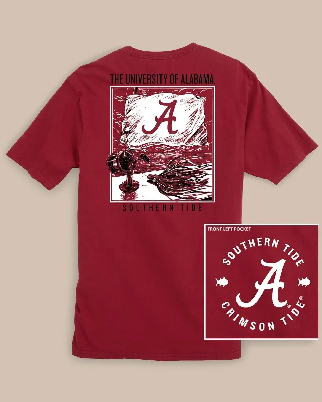 men's personalized t-shirts -Alabama Crimson Tide Fishing Flag T-Shirt