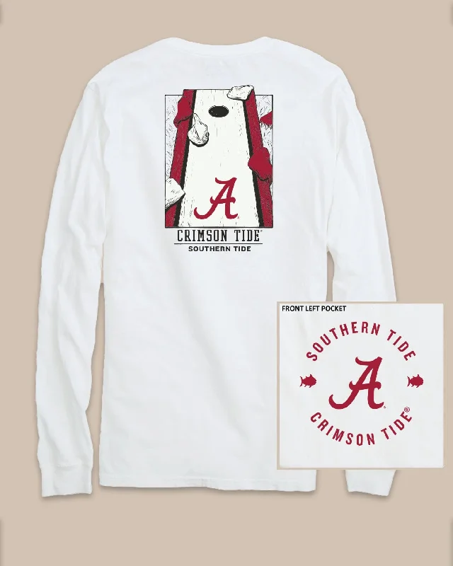 men's unique graphic t-shirts -Alabama Crimson Tide Gameday Cornhole Board T-Shirt