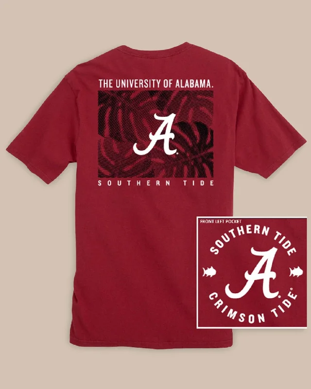 men's basic white t-shirts -Alabama Crimson Tide Halftone Monstera T-Shirt