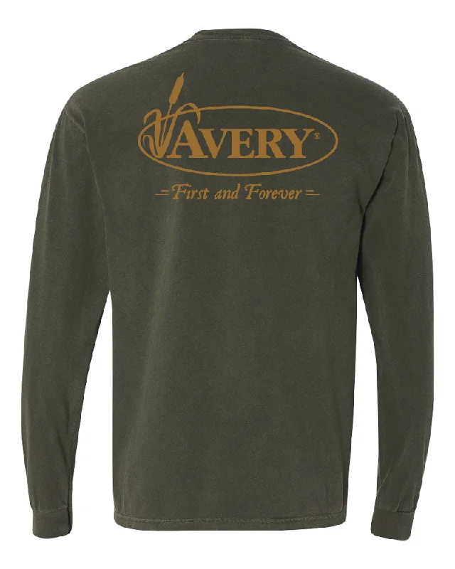 men's printed slogan t-shirts -Avery Signature Long Sleeve Tee