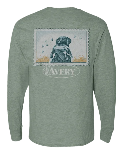 men's oversized graphic print t-shirts -Avery Vintage Duck Stamp Long Sleeve Tee