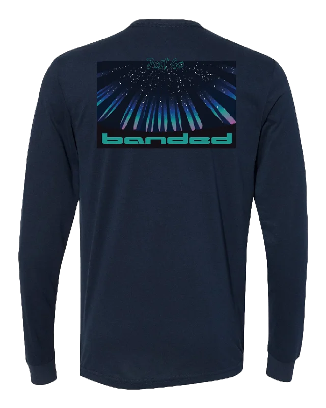 men's soft cotton blend tees -Banded Northern Lights Long Sleeve T-Shirt