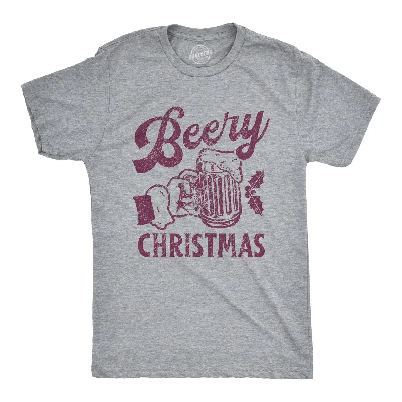 men's slim t-shirts -Beery Christmas Men's T Shirt