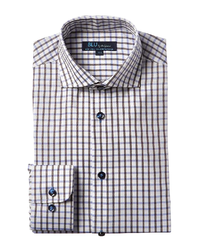 men's premium fabric shirts -Blu Modern Fit Dress Shirt