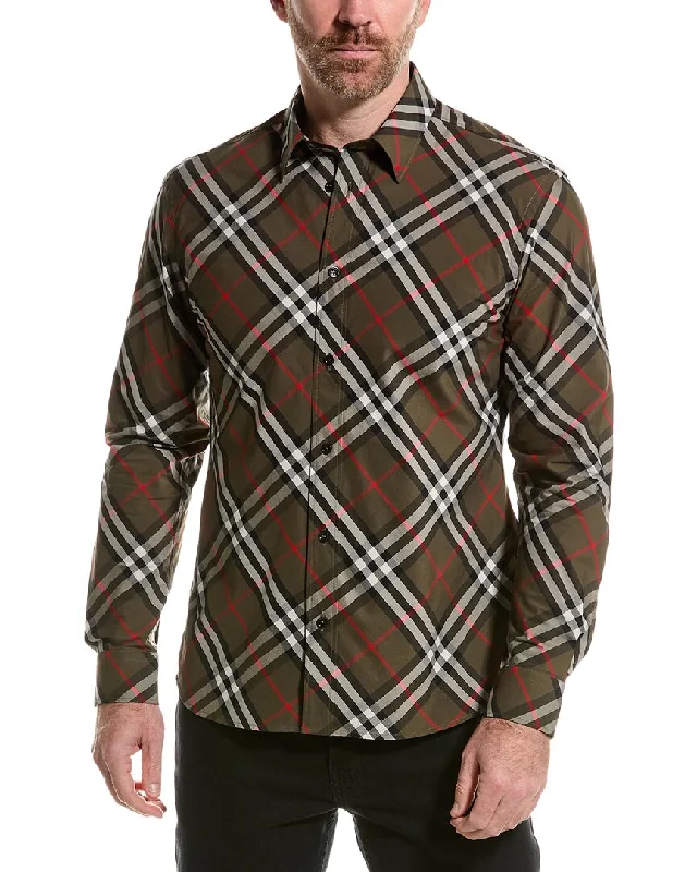 men's fun graphic print t-shirts -Burberry Check Shirt