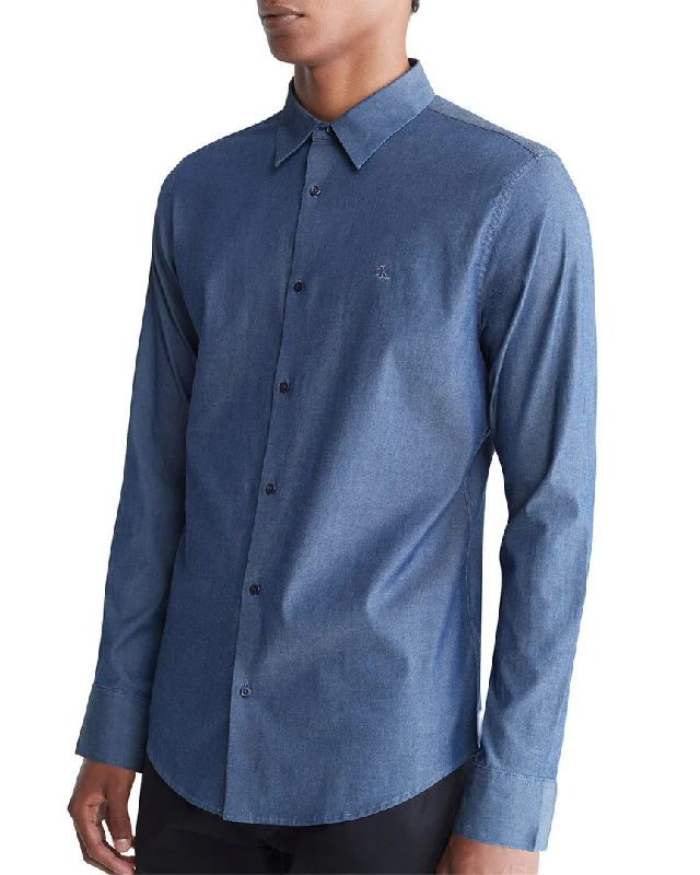 men's stylish short-sleeve shirts -Calvin Klein Chambray Shirt