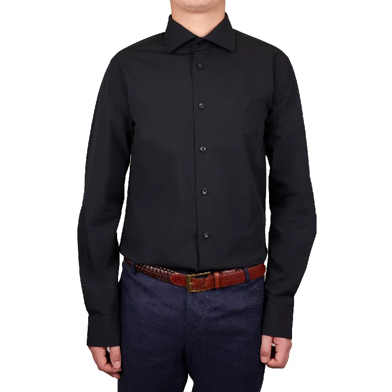 men's dress shirts for daily wear -Cavalli Class Mens Black Dress Shirt W Logo