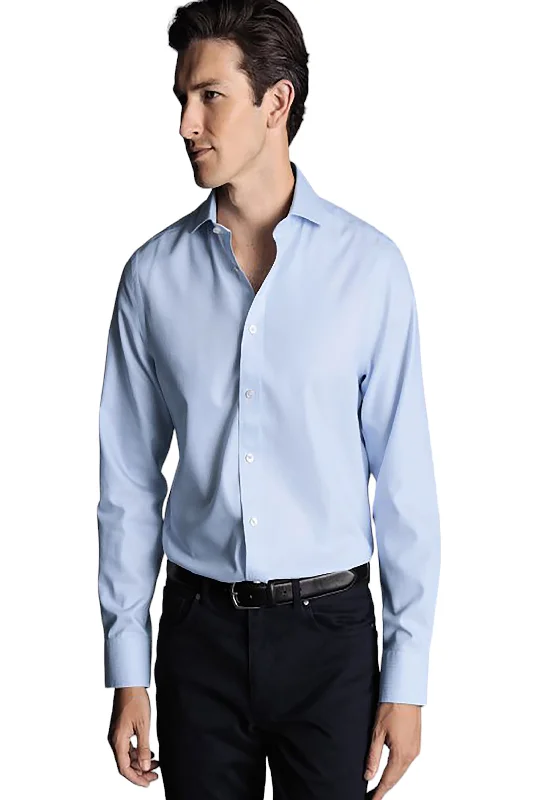 men's fashionable shirts for work -Charles Tyrwhitt Men's Non-Iron Clifton Weave Cutaway Slim Fit Shirt Double Cuff