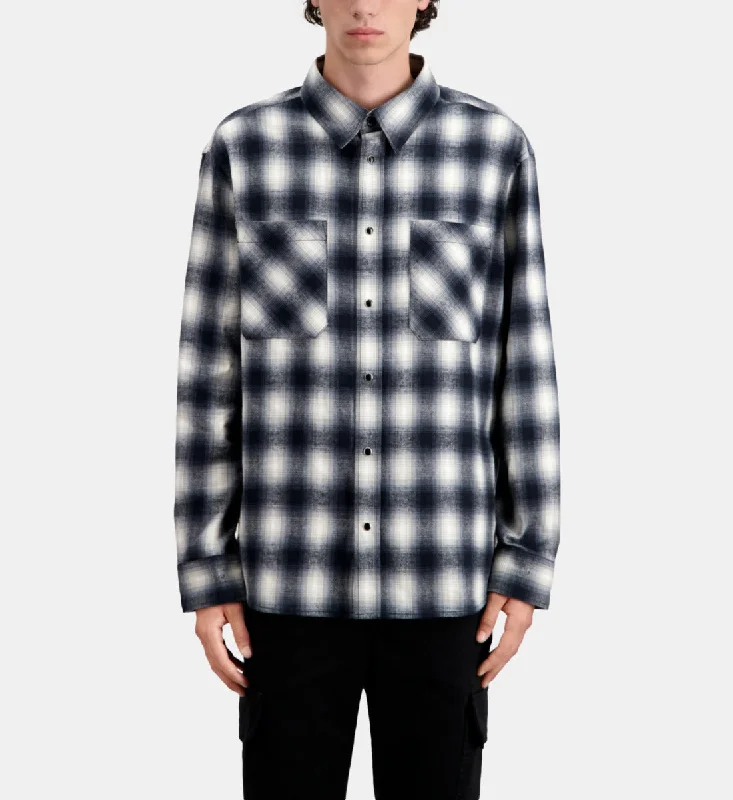 men's short-sleeve business shirts -Checked Overshirt