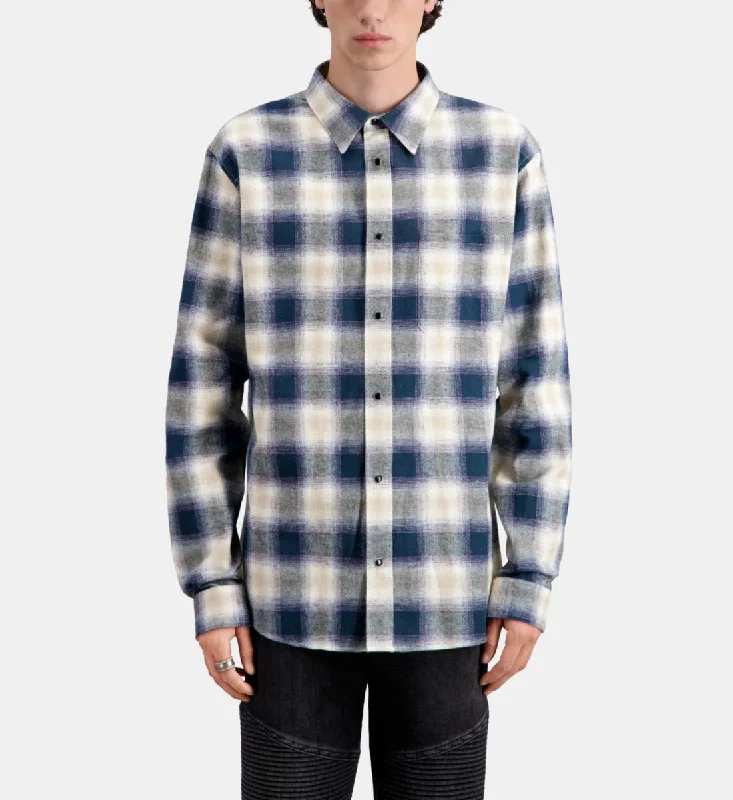 men's comfortable shirts -Checkered Overshirt