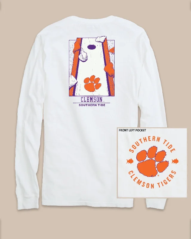 men's cotton t-shirts for summer -Clemson Tigers Gameday Cornhole Board T-Shirt