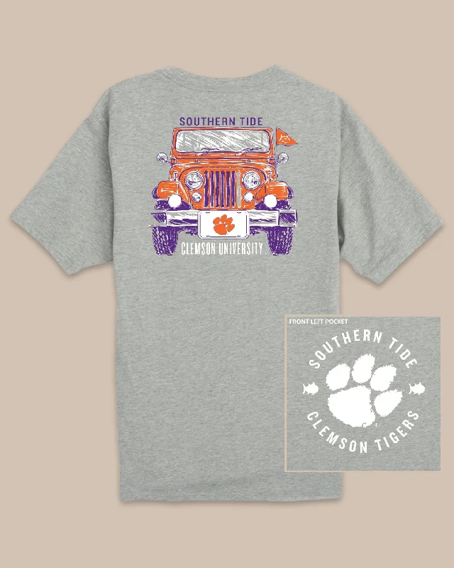 men's eco-friendly t-shirts -Clemson Tigers Heather Front Plate T-Shirt