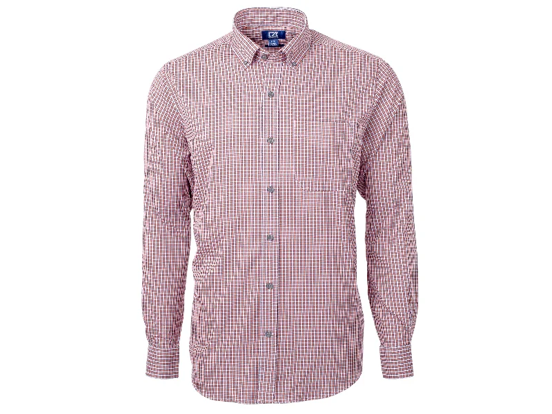 men's premium shirts -Cutter & Buck Versatech Multi Check Stretch Mens Long Sleeve Dress Shirt