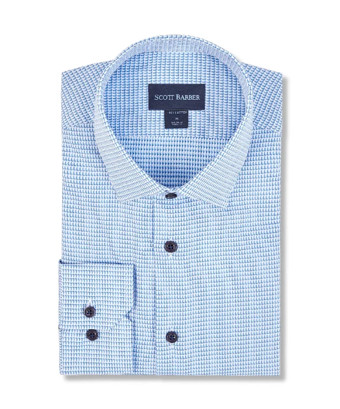 men's cotton-blend shirts -Dobby Micro Pattern, Blue