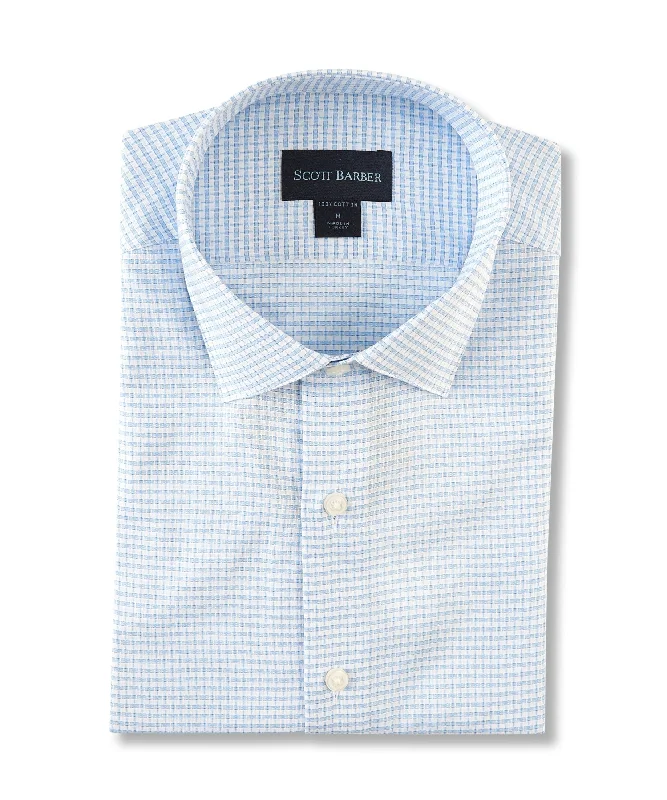 men's formal shirts for weddings -Dobby Micro Pattern, Sky