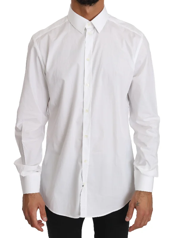 men's long-sleeve shirts for business -Dolce & Gabbana Elegant Slim Fit Dress Shirt in Pure Men's