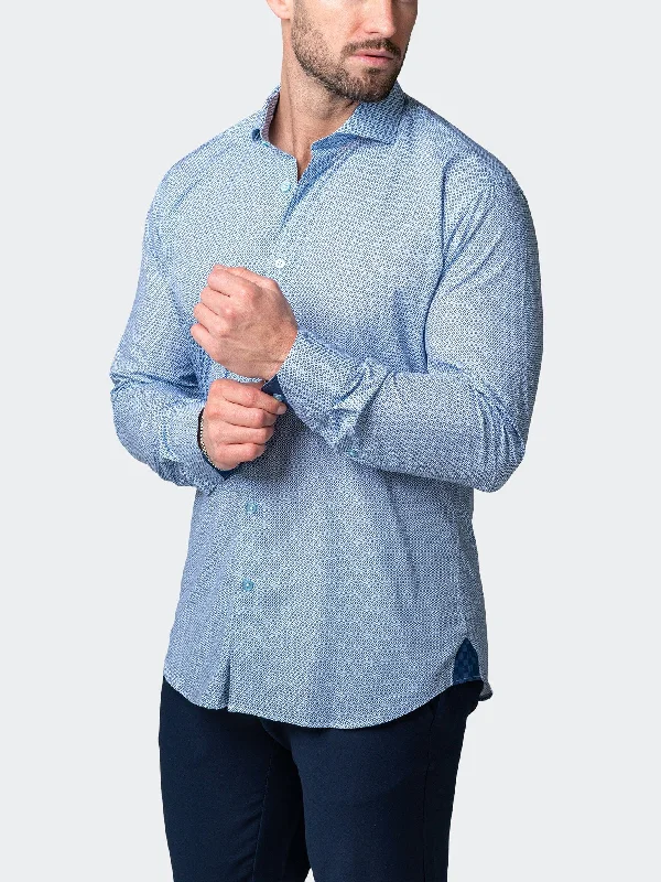 men's luxurious button-up shirts -Einstein Strch Blue