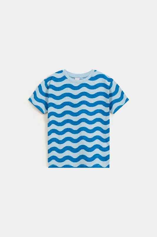 men's performance t-shirts -Printed Striped T-Shirt