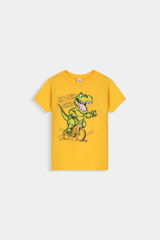 men's crewneck t-shirts -Racer Dino Graphic T-Shirt