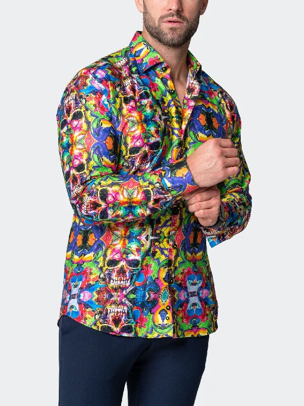 men's stylish business shirts -Fibonacci AcidSkull Multi