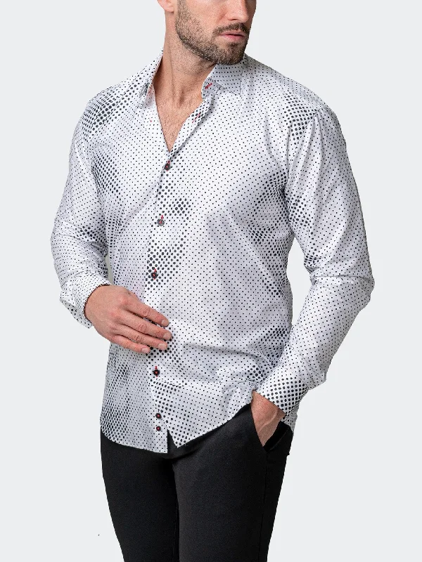 men's casual dress shirts -Fibonacci FunkySkull White