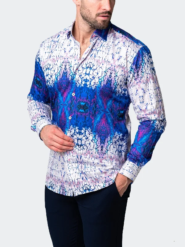 men's button-up shirts -Fibonacci Imense Blue