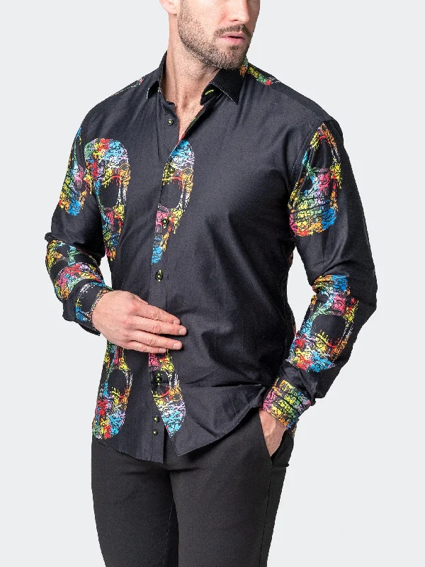 men's high-quality dress shirts -Fibonacci SkullMacro Black