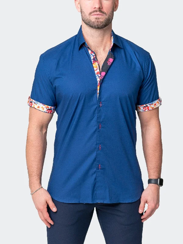 men's slim-fit formal shirts -Galileo Shiny Blue