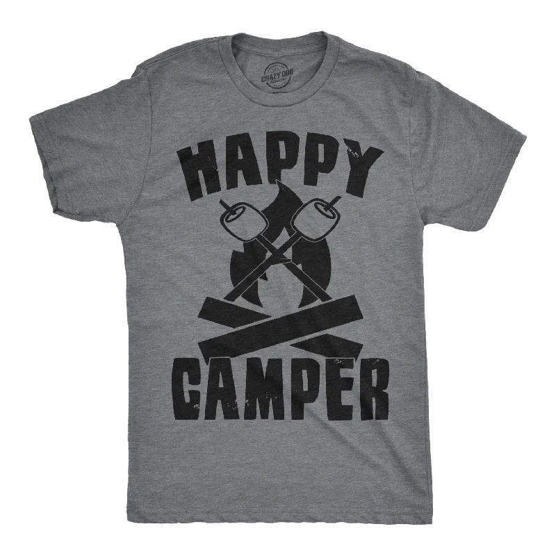 men's short-sleeve cotton t-shirts -Happy Camper Men's T Shirt