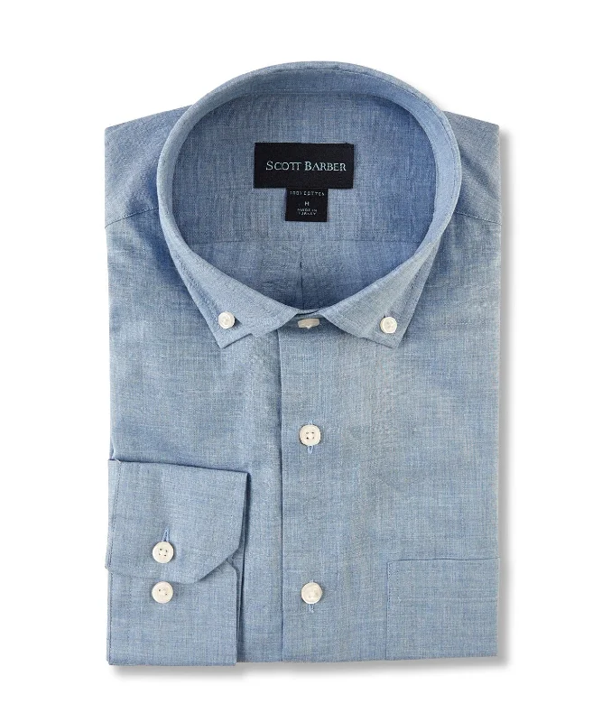 men's plaid checkered shirts -Heathered Chambray Solid, Dusk