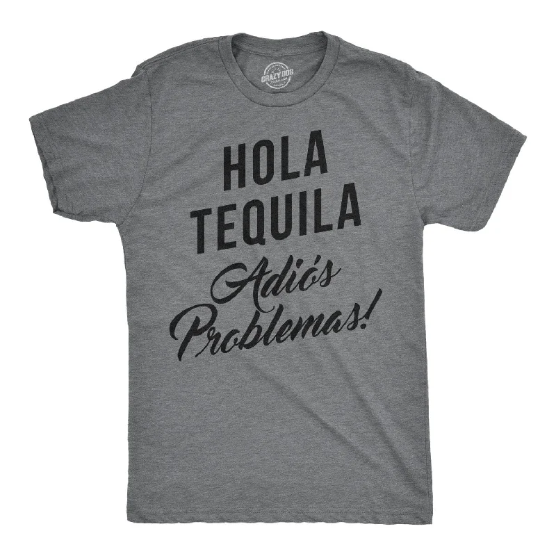 men's comfortable graphic tees -Hola Tequila Adios Problemas Men's T Shirt