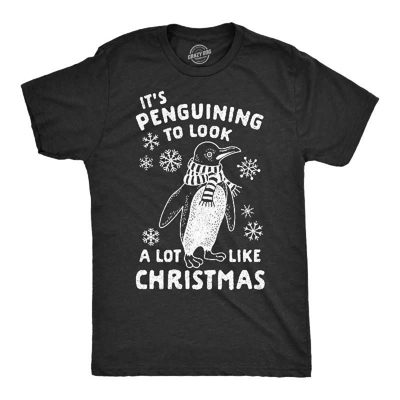 men's oversized t-shirts -It's Penguining To Look A Lot Like Christmas Men's T Shirt