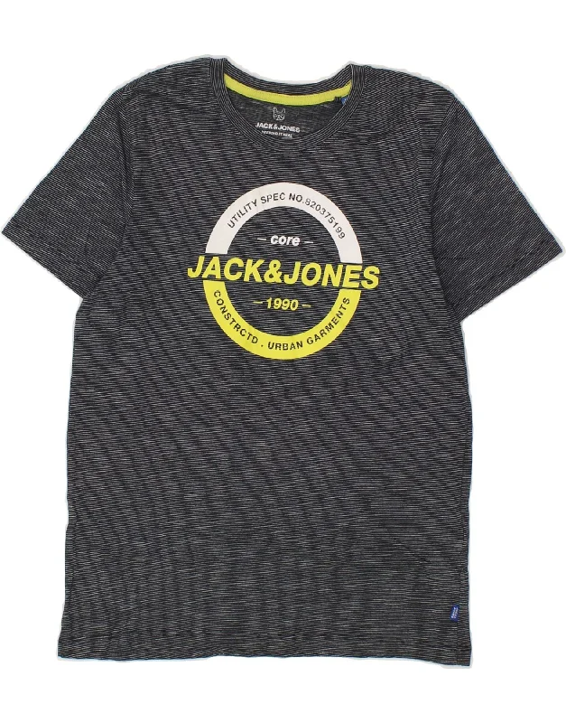 men's polo t-shirts -JACK & JONES Boys Graphic T-Shirt Top 13-14 Years Navy Blue Pinstripe