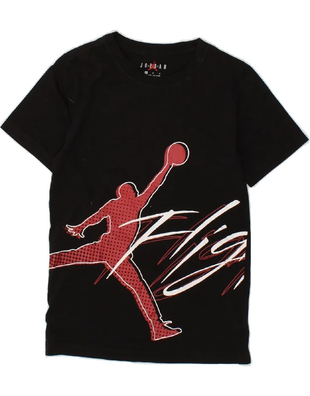 men's outdoor t-shirts -JORDAN Boys Graphic T-Shirt Top 10-11 Years Medium Black Cotton