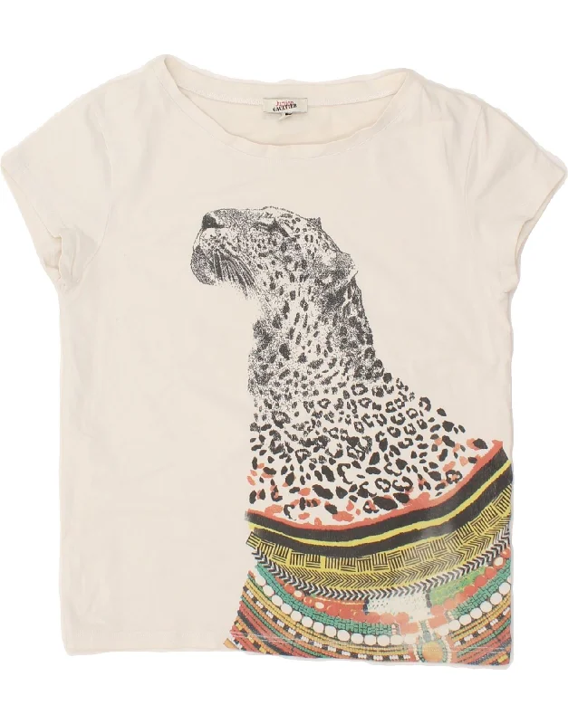 men's comfortable graphic tees -JUNIOR GAULTIER Girls Graphic T-Shirt Top 11-12 Years Off White