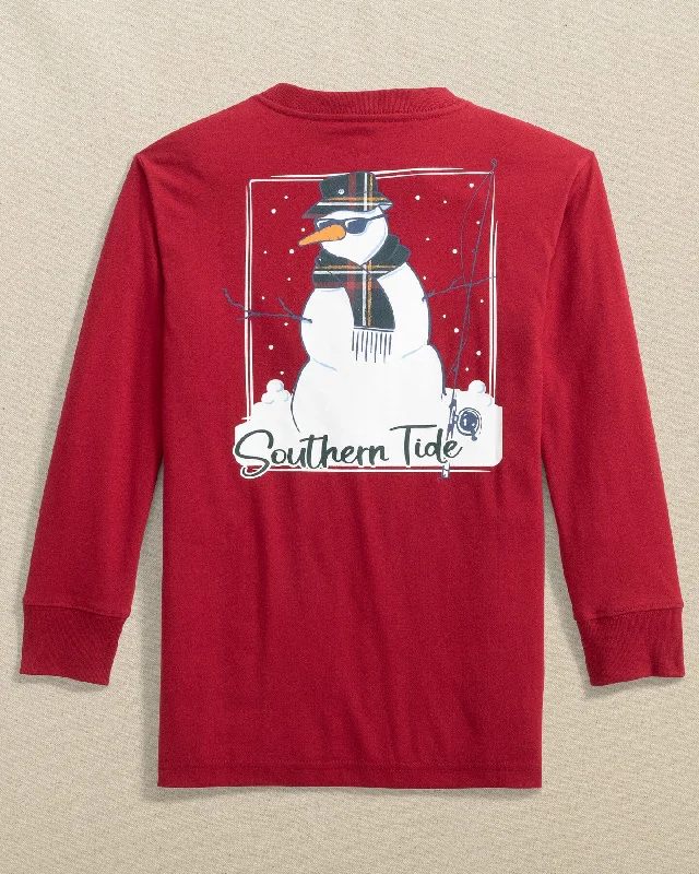 men's loose fit t-shirts -Kids ST Snowman Long Sleeve T-Shirt