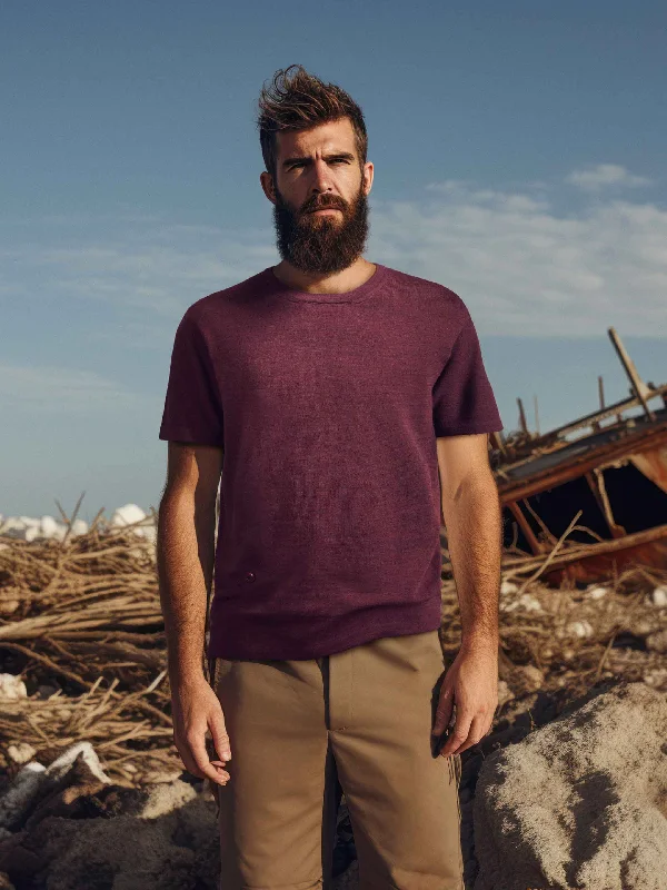 men's printed t-shirts -The Knitted T-Shirt - Konini Burgundy