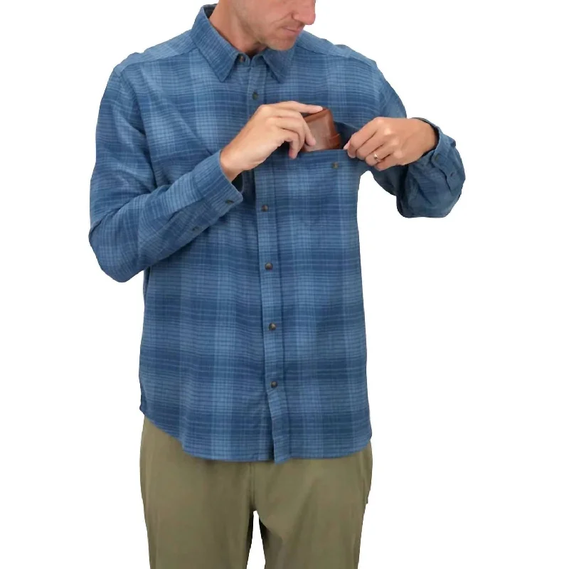 men's trendy shirts for men -Lager Long Sleeve Flannel Shirt In Titan