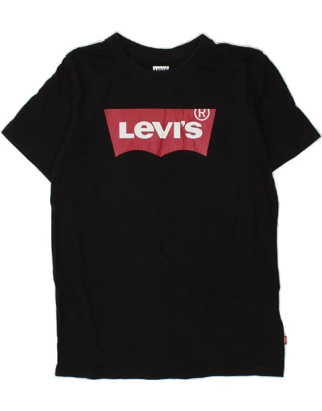 men's daily wear t-shirts -LEVI'S Boys Graphic T-Shirt Top 15-16 Years Black Cotton