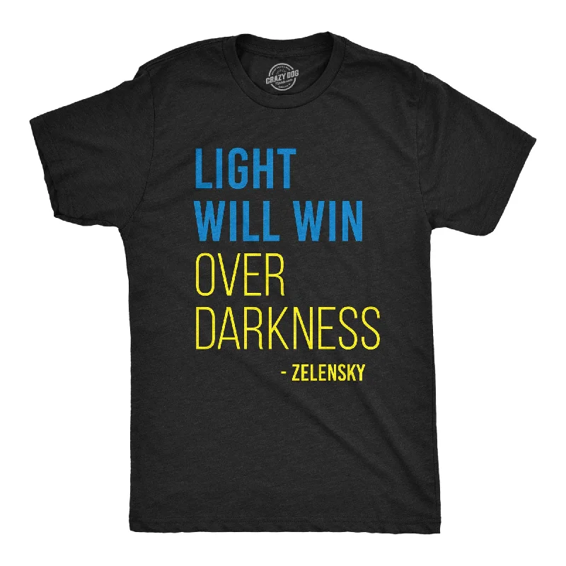 men's basic t-shirts -Light Will Win Over Darkness Men's T Shirt