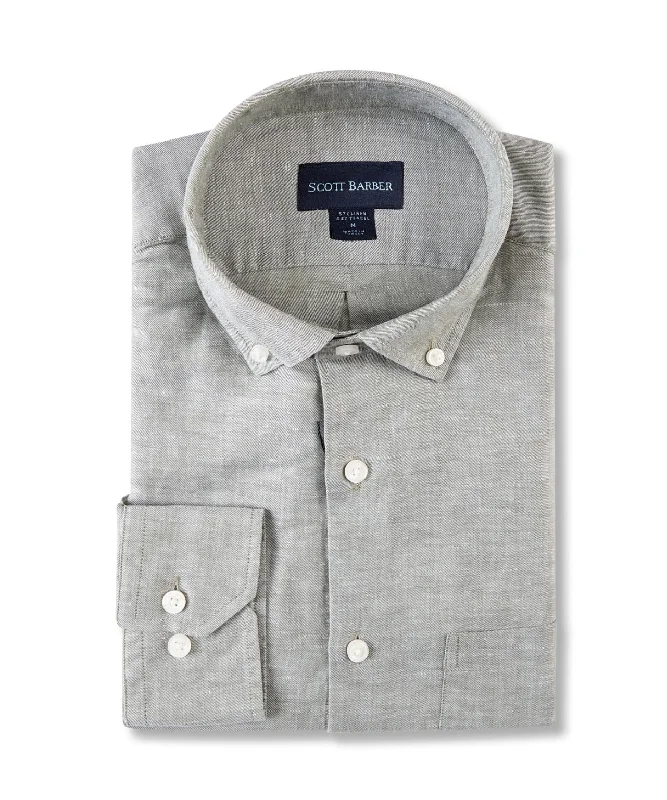 men's summer shirts -Linen/Tencel Solid Twill, Sage