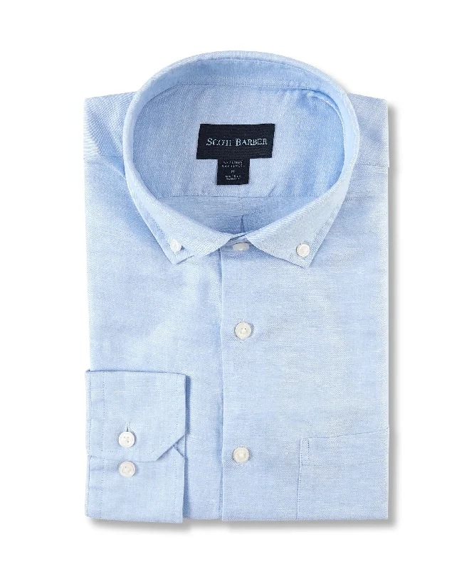 men's office-ready shirts -Linen/Tencel Solid Twill, Sky